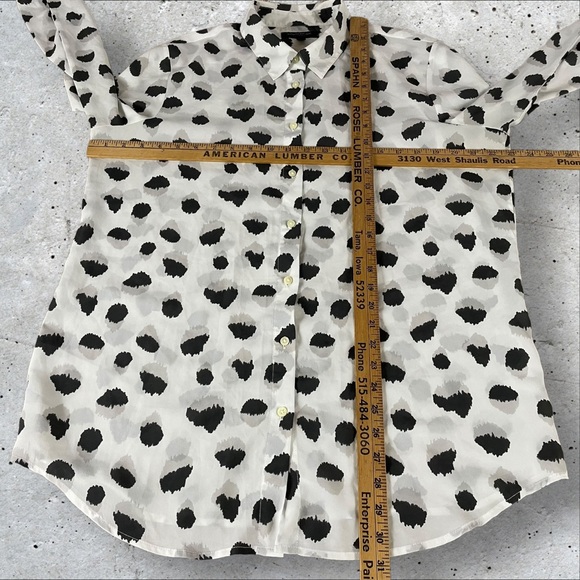 Banana Republic Women's XL Dillon Shirt White Gray Button Front Semi Sheer E277 - Picture 7 of 10